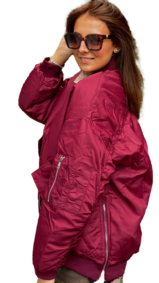 MISS GOODLIFE Oversized Bomberjacke bordeaux