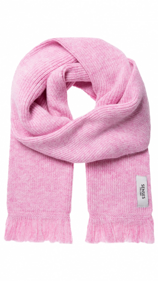 Breiter Schal AL:PA gerippt und meliert rose pink melange