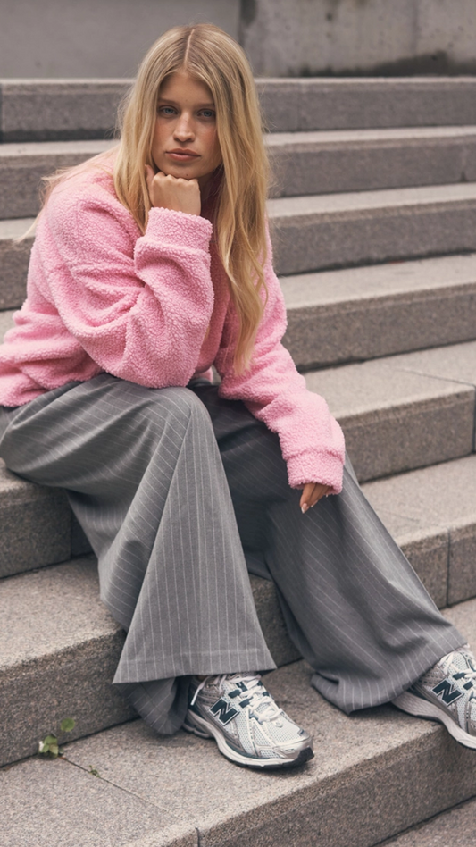 SENSES the Label Nadelstreifenhose PE:RI mit extra weitem Bein cozy grey