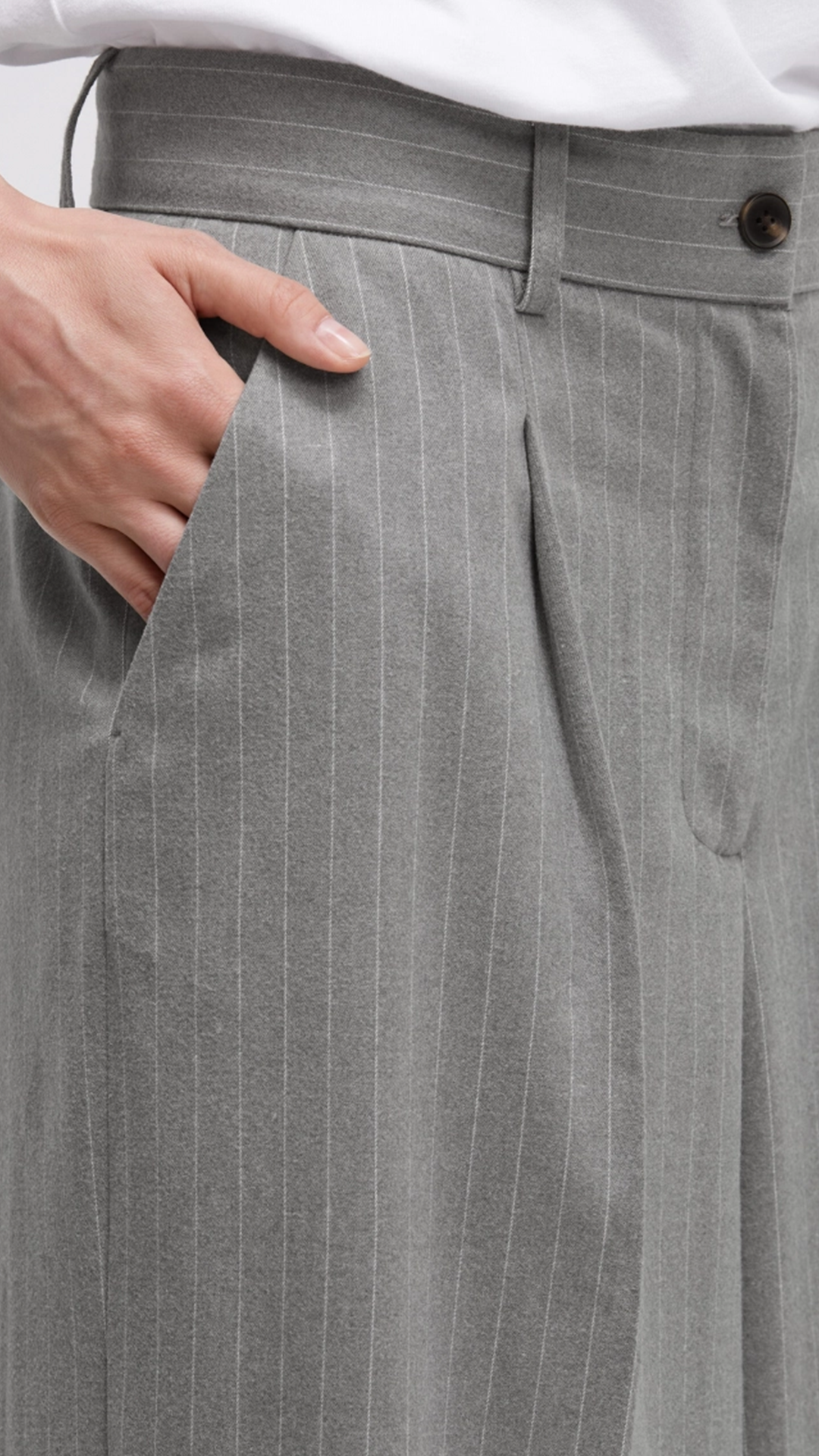 SENSES the Label Nadelstreifenhose PE:RI mit extra weitem Bein cozy grey