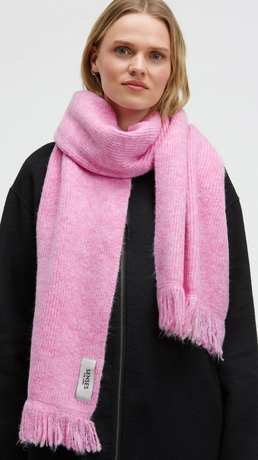 Breiter Schal AL:PA gerippt und meliert rose pink melange